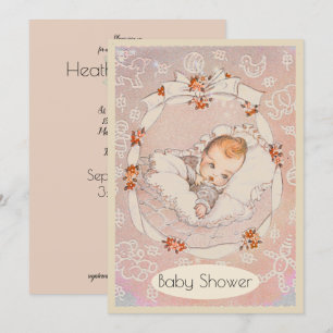 Sweet Baby Girl Vintag Baby Dusche Einladung