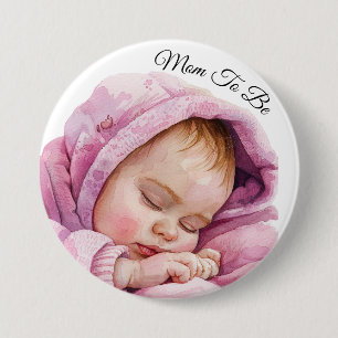 Sweet Baby Girl Watercolor Expectant Mama zu sein Button