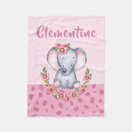 Sweet Baby Girl's Elephant Floral Animal Print Fleecedecke