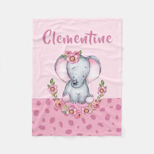 Sweet Baby Girl's Elephant Floral Animal Print Fleecedecke (Vorderseite)