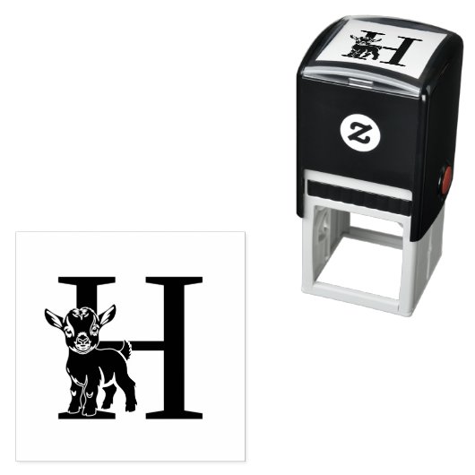 Sweet Baby Goat Over Single Bold Initial Monogrm Permastempel (Beispiel)
