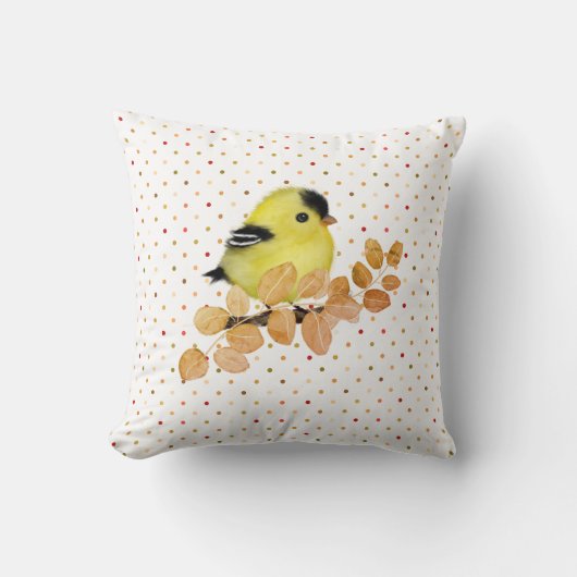 Sweet Baby Goldfinch Bird Throw Kissen (Vorderseite)