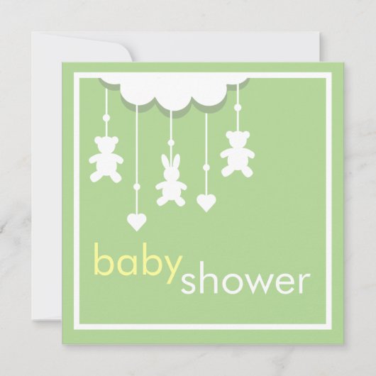 Sweet Baby Green Mobile Baby Dusche Einladung (Vorderseite)