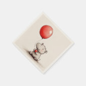 Sweet Baby Hippo mit Red Balloon Paper Serviette (Ecke)