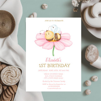 Sweet Baby Honey Bee Blume zum Geburtstag gestreif Einladung