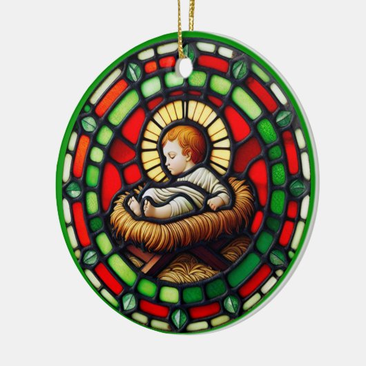 Sweet Baby Jesus Weihnachtsname & Datum Keramik Ornament (Links)