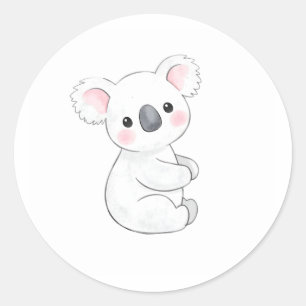 Sweet Baby Koala Joey Watercolor Druckaufkleber Runder Aufkleber