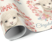 Sweet Baby Lamb Fügen Sie dem Kind den Namen Frühl Geschenkpapier (Rolleneckpunkt)