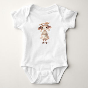 Sweet Baby Lamb Sheep in Osterkleid und Hut Strampler