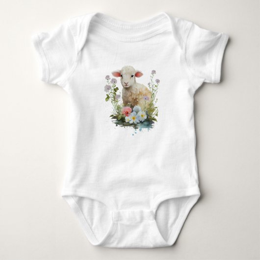Sweet Baby Lamm mit Blume Baby Strampler (Vorderseite)