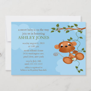 Sweet Baby Monkey Baby Shower Einladung