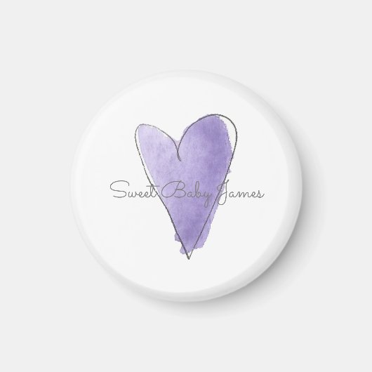 Sweet Baby Name Watercolor Blue Lila Heart Liebe Magnet (Vorne)