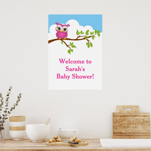 Sweet Baby Owl Baby Shower Baby Poster (Küche)