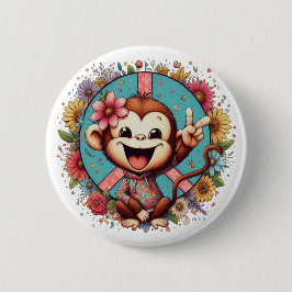"Sweet Baby Peace Monkey" Button