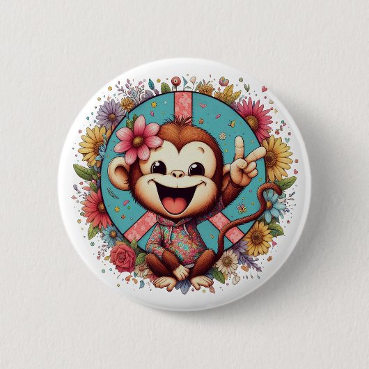 Sweet Baby Peace Monkey Button (Vorderseite)