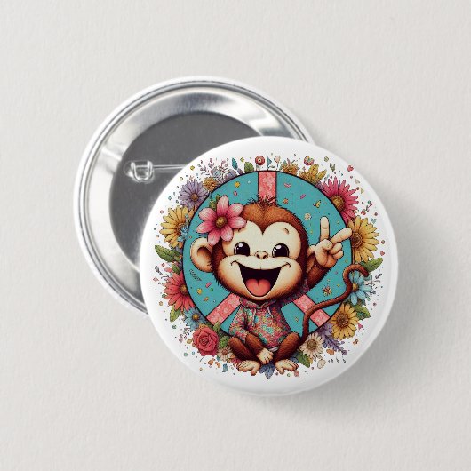 Sweet Baby Peace Monkey Button (Vorne & Hinten)
