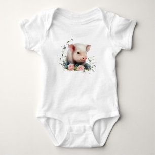 Sweet Baby Piglet mit Blume Strampler