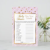 Sweet Baby Pink & Gold Baby Dusche - Word Scramble (Stehend Vorderseite)