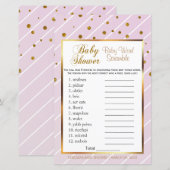 Sweet Baby Pink & Gold Baby Dusche - Word Scramble (Vorne/Hinten)