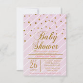 Sweet Baby Pink & Gold Confetti | Babydusche Einladung (Vorderseite)