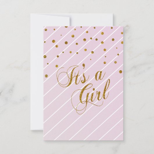 Sweet Baby Pink & Gold Confetti | Babydusche Einladung (Rückseite)