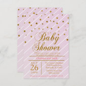 Sweet Baby Pink & Gold Confetti | Babydusche Einladung (Vorne/Hinten)