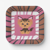 Sweet Baby Pink und Brown Yorkie Pappteller (Vorderseite)
