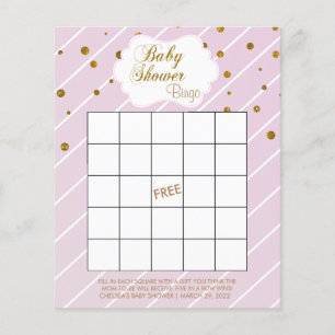 Sweet Baby Pink und Gold Baby Dusche - Bingo Flyer