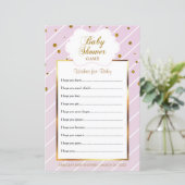 Sweet Baby Pink und Gold Baby Dusche - Wünsche (Stehend Vorderseite)