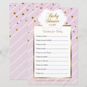 Sweet Baby Pink und Gold Baby Dusche - Wünsche (Vorne/Hinten)
