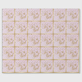 Sweet Baby Pink und Gold Confetti Geschenkpapier (Flach)