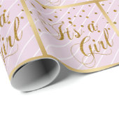 Sweet Baby Pink und Gold Confetti Geschenkpapier (Rolleneckpunkt)