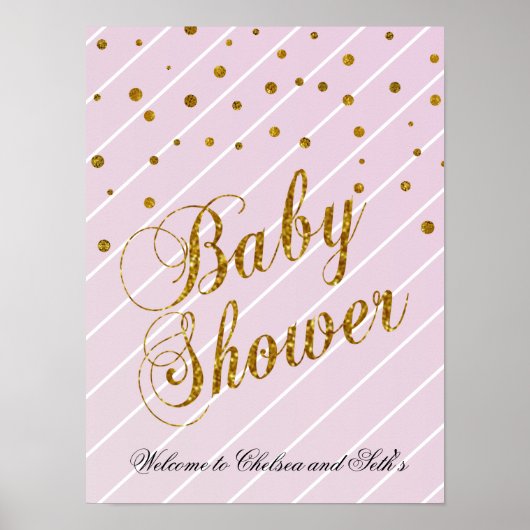 Sweet Baby Pink und Gold Confetti - Willkommen Poster (Vorne)