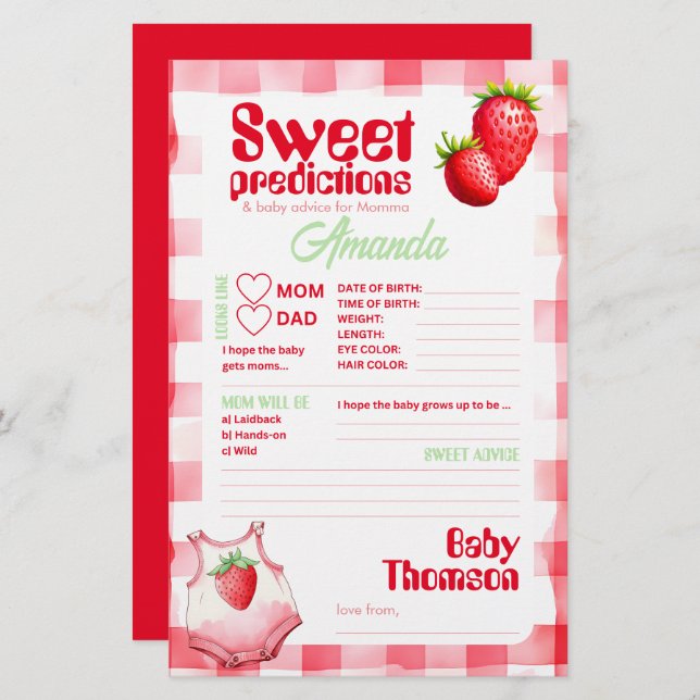 Sweet Baby Predictions und Strawberry Advice Game (Vorne/Hinten)
