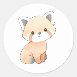Sweet Baby Red Panda Aquarelldruckaufkleber Runder Aufkleber