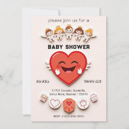 Sweet Baby Shower Card mit Herz und Engel Einladung