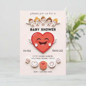 Sweet Baby Shower Card mit Herz und Engel Einladung (Stehend Vorderseite)