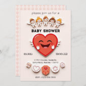 Sweet Baby Shower Card mit Herz und Engel Einladung (Vorne/Hinten)