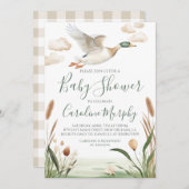 Sweet Baby Shower Mallard Duck Gingham Einladung (Vorne/Hinten)