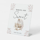 Sweet Baby Shower Treats Sign Elegant Dusty Pink Sockelschild (Vorderseite)