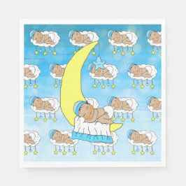 Sweet Baby Sleeping on Moon Ethnic Serviette