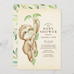 Sweet Baby Sloth Baby Dusche Einladung