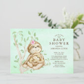Sweet Baby Sloth Neutral Baby Dusche Einladung (Stehend Vorderseite)