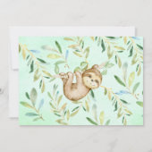 Sweet Baby Sloth Neutral Baby Dusche Einladung (Rückseite)