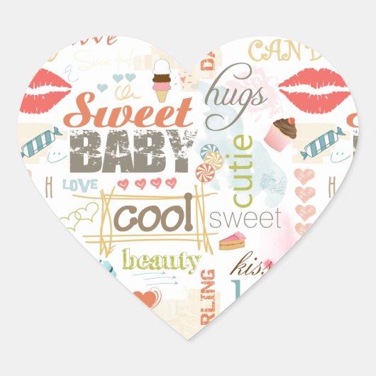 Sweet Baby Text Design Your Color ID237 Herz-Aufkleber (Vorderseite)