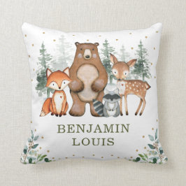 Sweet Baby Woodland Tiere Grüne Gold Kinderzimmer Kissen