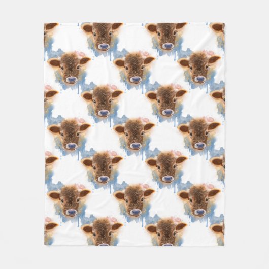 Sweet Babyface Fuzzy Calf Portrait Fleecedecke (Vorderseite)