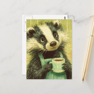 Sweet Badger mit einer Tasse Kaffee Postkarte