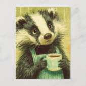 Sweet Badger mit einer Tasse Kaffee Postkarte (Vorderseite)