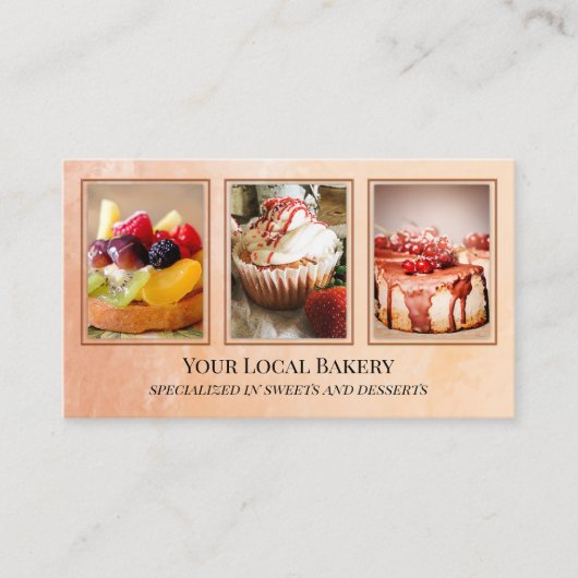Sweet Bakery Dessert Foto Business Card Visitenkarte (Vorderseite)